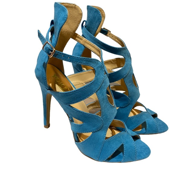 Brand new, bright blue heels stiletto shoes size 8.5 - Picture 1 of 8